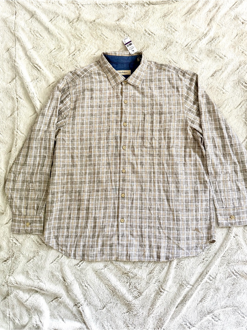 Tommy Bahama Shirt Mens XXL nwt Mountain Mist Plaid Long Sleeve Cotton Lyocell